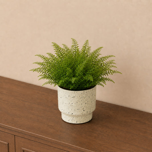  Small Ivory Speckled Iron Planter Pot - 15.5cm 