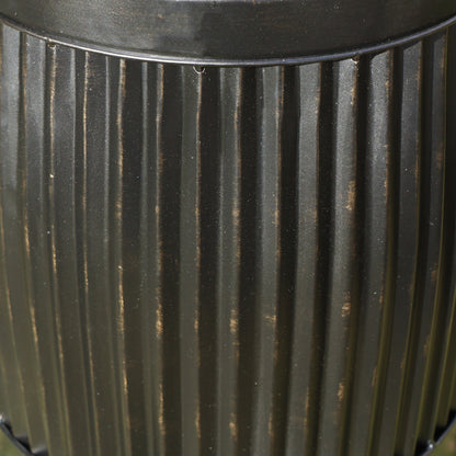 Medium Round Metal Black & Gold Planter