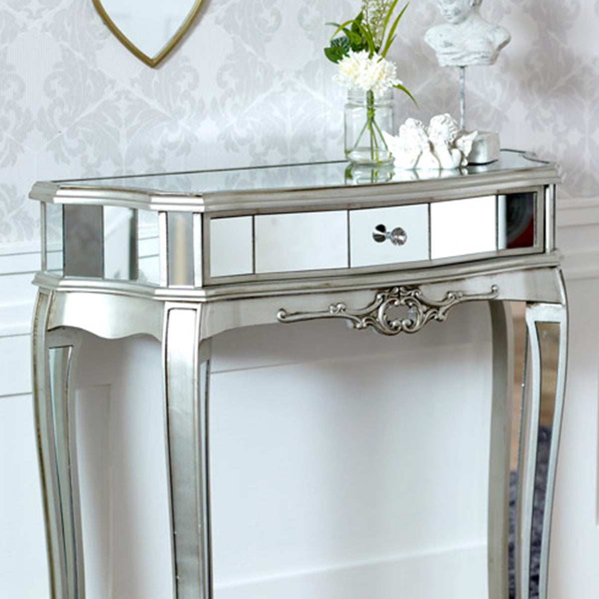 Half Moon Mirrored Console Table - Tiffany Range