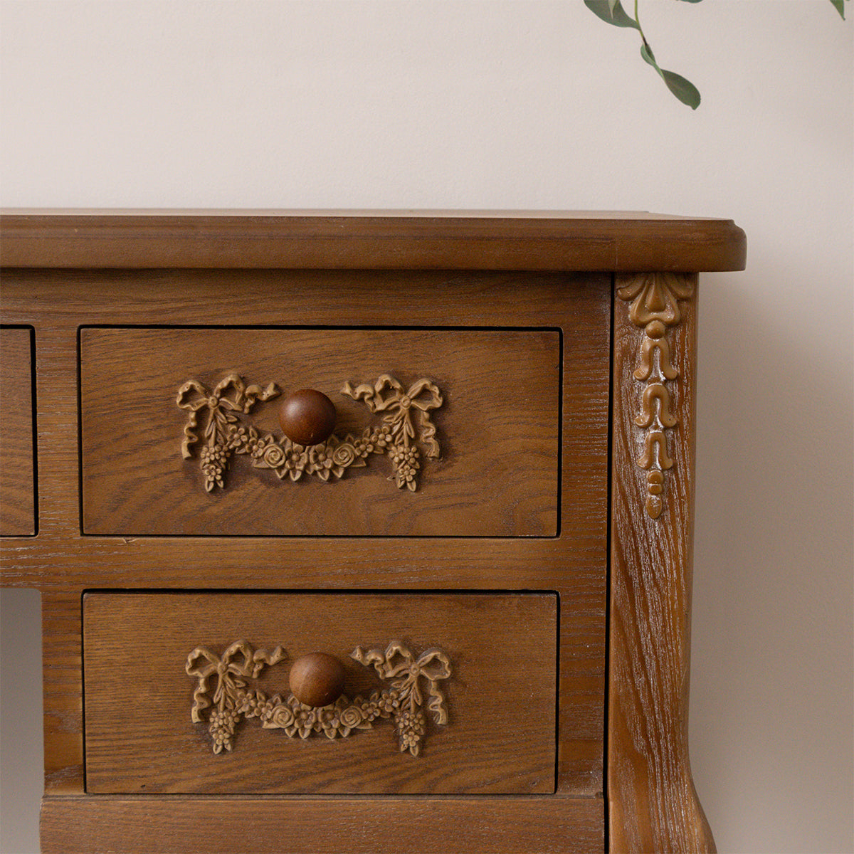 Wooden Dressing Table Desk with Triple Mirror and Stool - Pays Du Bois Range