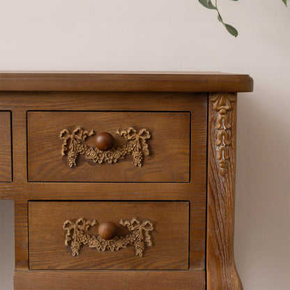 Wooden Dressing Table Desk with Triple Mirror and Stool - Pays Du Bois Range