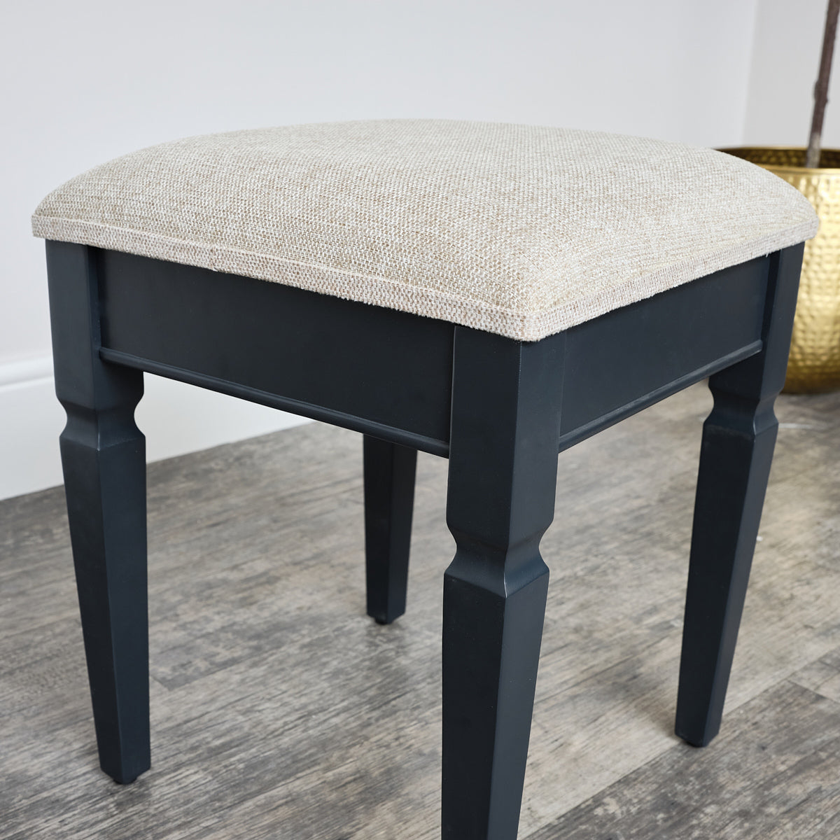 Navy Black Cushioned Dressing Table Stool - Daventry Navy Black Range