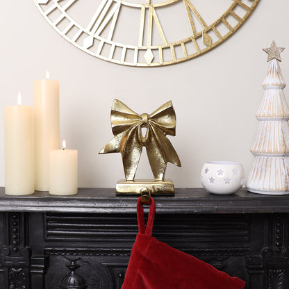 Gold Bow Christmas Stocking Hook