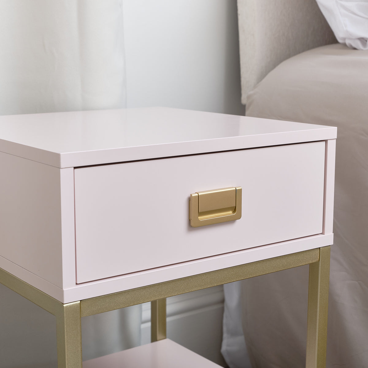 Pair of One Drawer Bedside Tables - Elle Pink Range