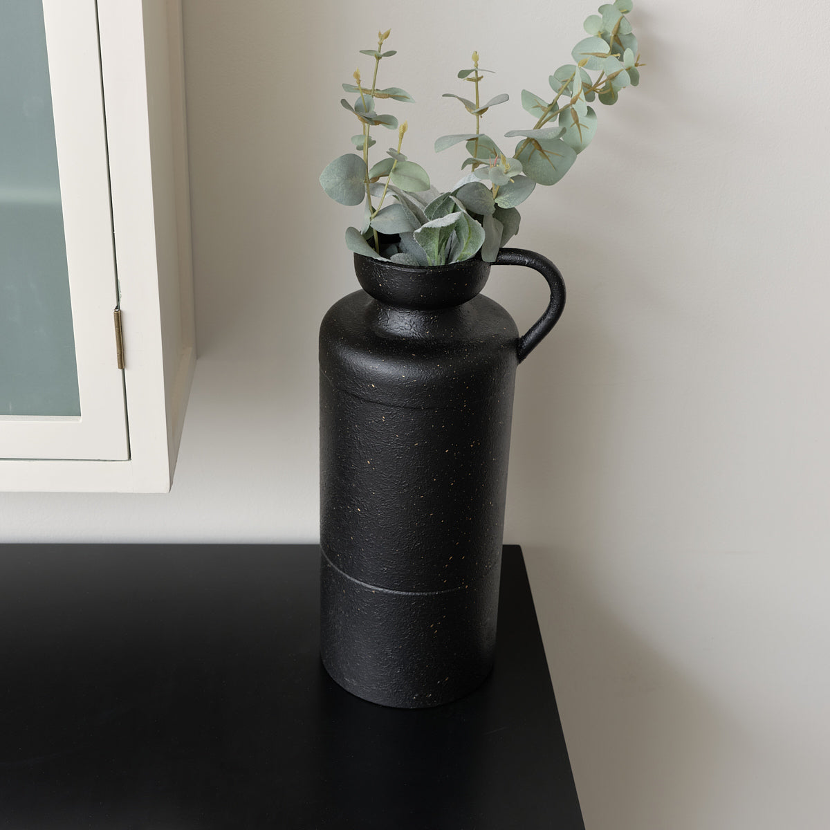 Large Black & Gold Speckled Jug Vase - 42cm