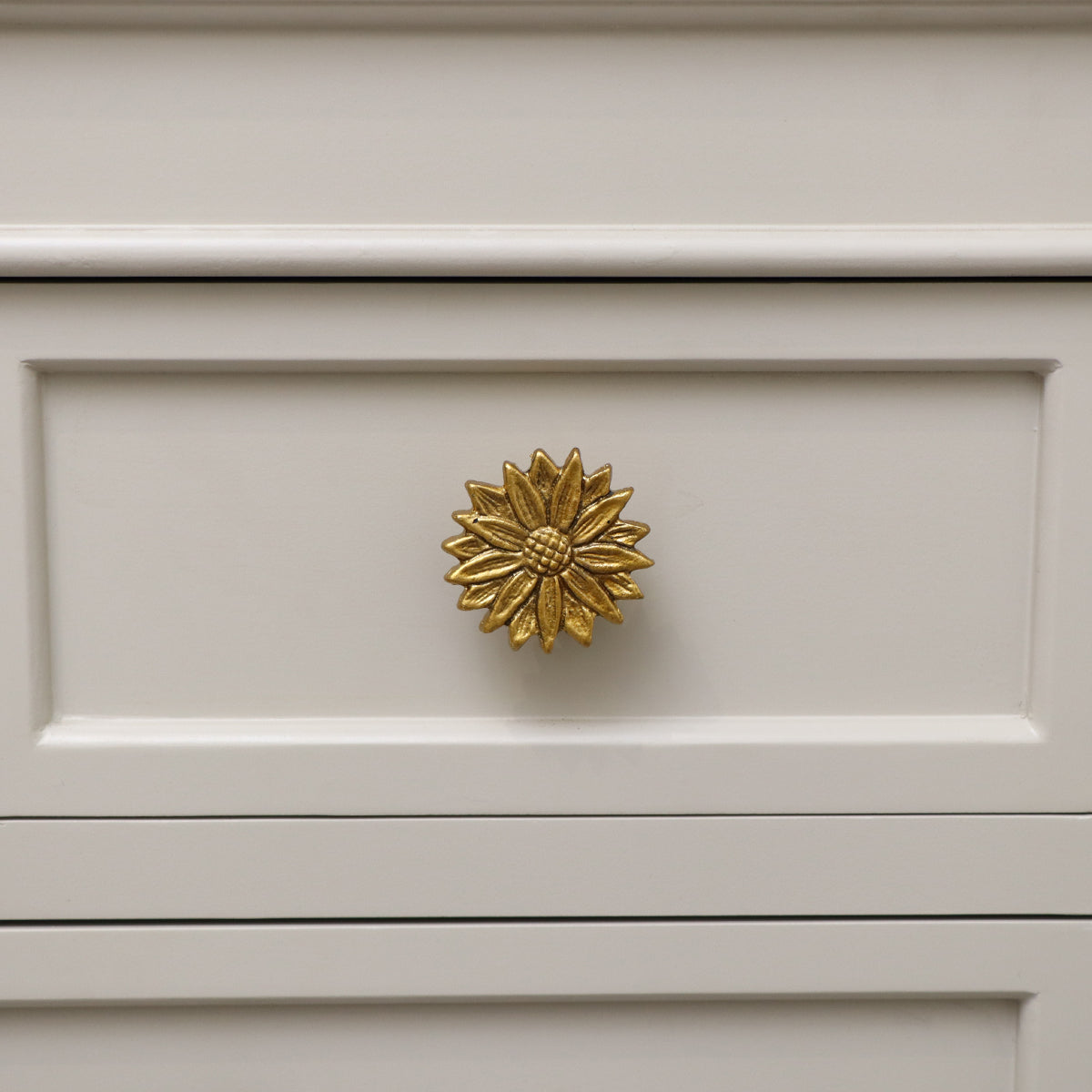 Large Gold Sunflower Drawer Knob