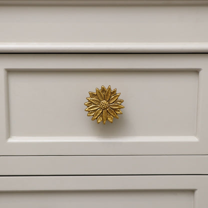 Large Gold Sunflower Drawer Knob