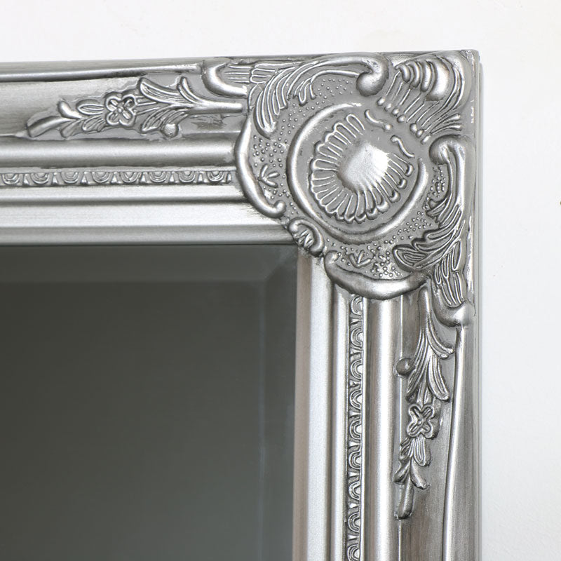 Tall Silver Mirror with Bevelled Glass - 47cm x 142cm