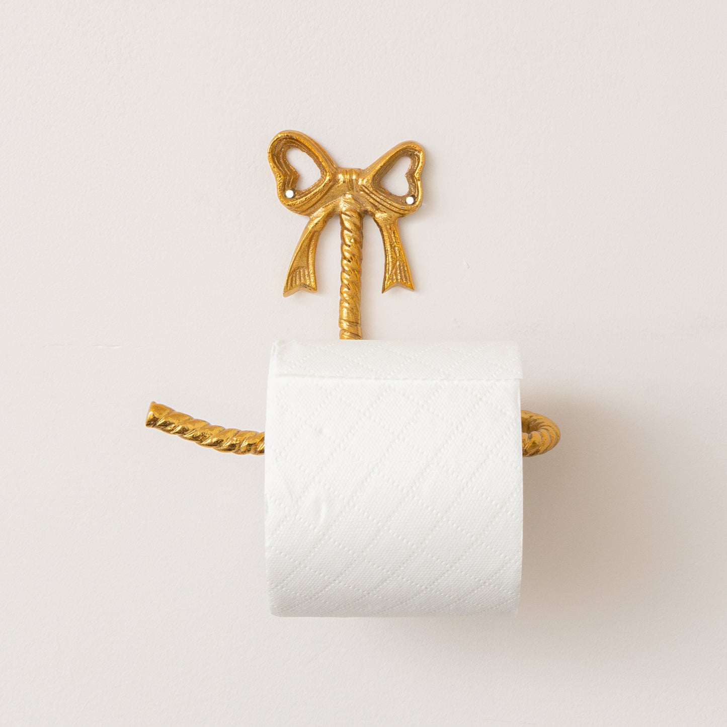 Metallic Gold Metal Bow Toilet Roll Holder