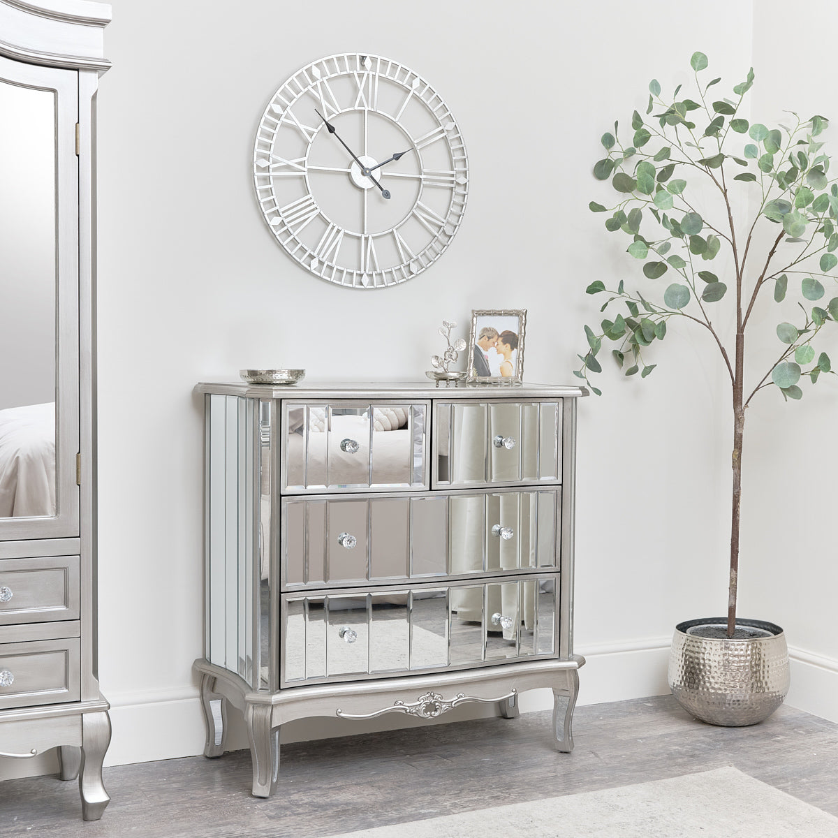 Mirrored Closet, Chest of Drawers & Pair of 3 Drawer Bedsides - Tiffany Range