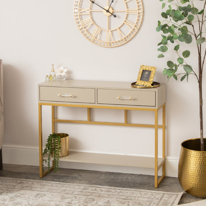 Large Two Drawer Console / Dressing Table - Liana Taupe Range