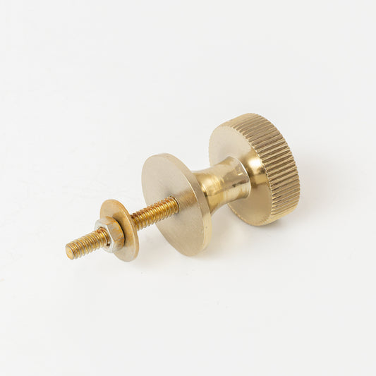  Set of 4 Shiny Gold Ribbed Edge Round Drawer Knobs 