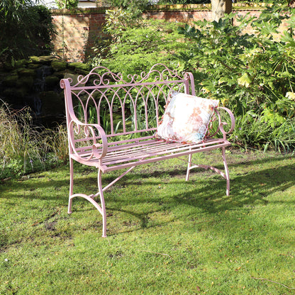 Pink Vintage Metal Garden Bench