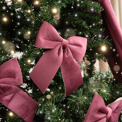 Set of 4 Dark Red Velvet Christmas Bows