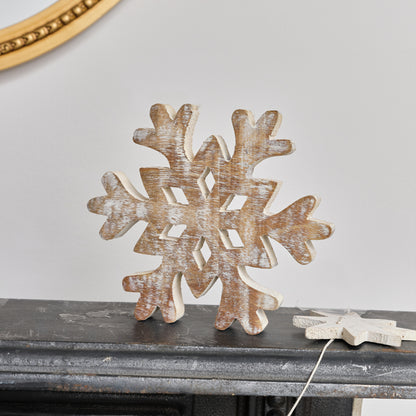 Small Rustic Wooden Snowflake Ornament - 15cm