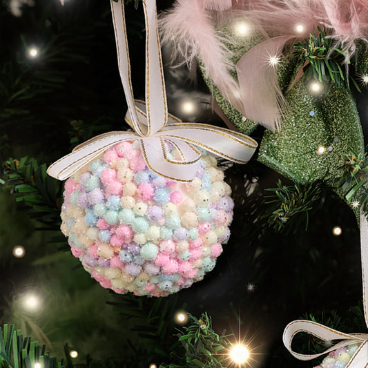  Set of 3 Mutlicoloured Pastel Beads Bauble - 8cm 