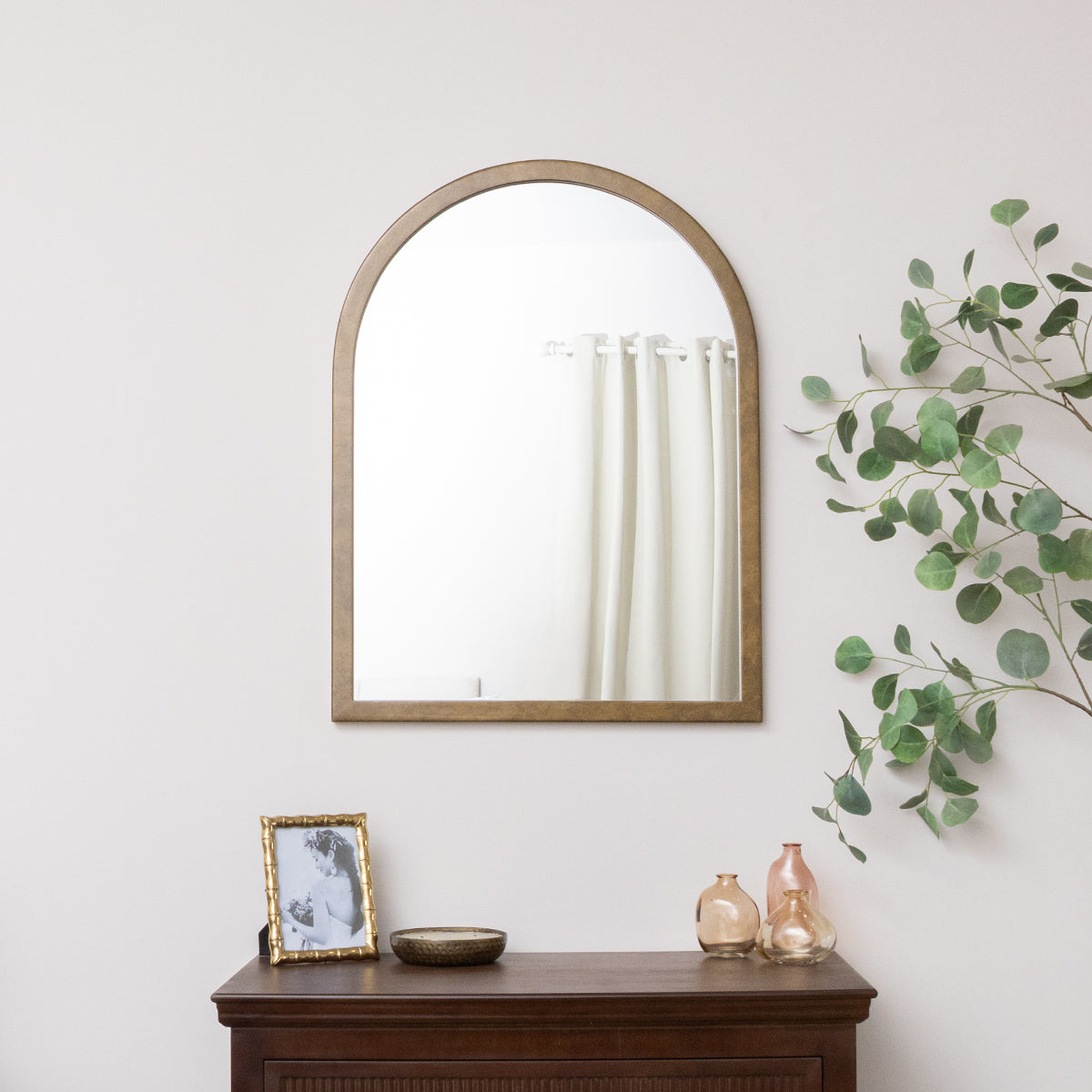 Bronze Framed Arched Wall Mirror - 60cm x 80cm