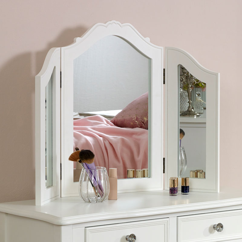 White Dressing Table, Mirror & Stool Set - Victoria Range
