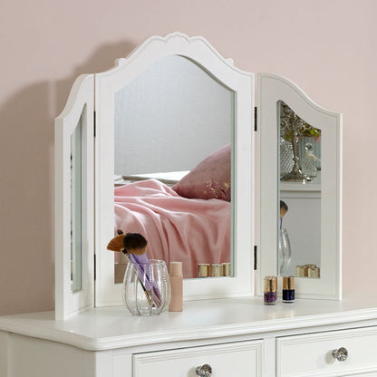 White Dressing Table, Mirror & Stool Set - Victoria Range