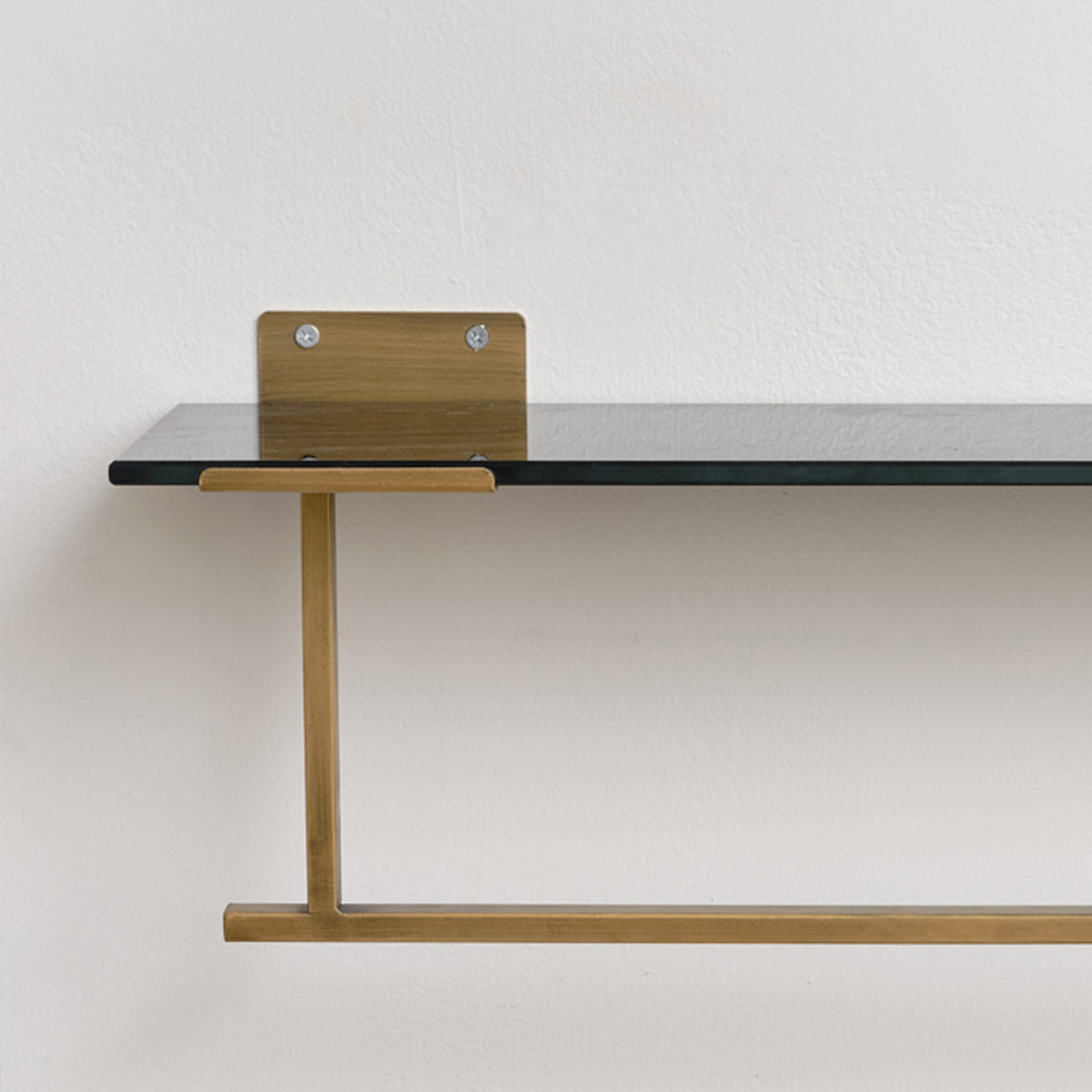 Black & Gold Glass Wall Shelf With Towel Rail