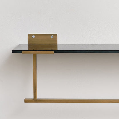 Black & Gold Glass Wall Shelf With Towel Rail