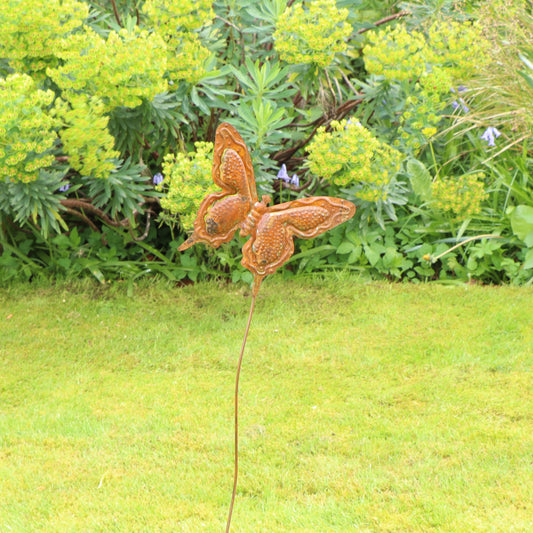  Rustic Metal Butterfly Garden Stake - 94cm 