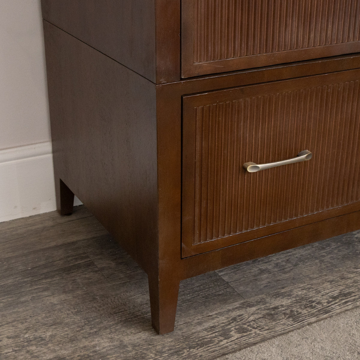 Dark Brown Wooden Reeded Wardrobe - Georgian Range
