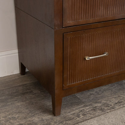 Dark Brown Wooden Reeded Wardrobe - Georgian Range