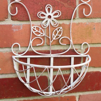 Set of 2 Ornate Antique Cream Wall Planters