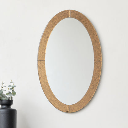Antique Gold Glass Oval Wall Mirror - 79cm x 50cm