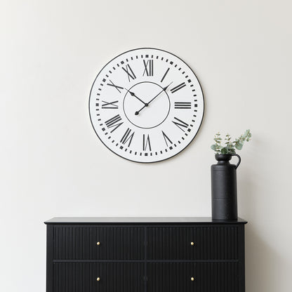 Large Metal Black & White Wall Clock 76cm x 76cm