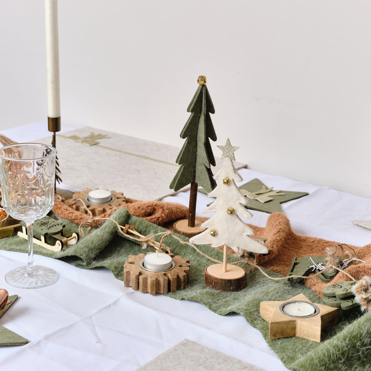 Wooden Christmas Tree Shaped Tealight Holder - 10cm