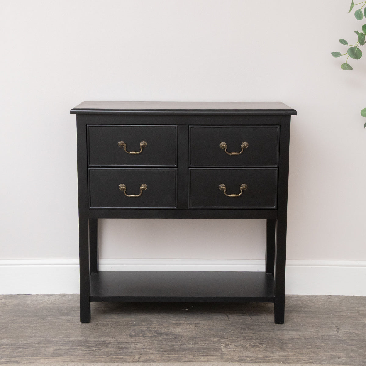 Black 4 Drawer Large Chest/Console Table with Shelf - Briggs Range