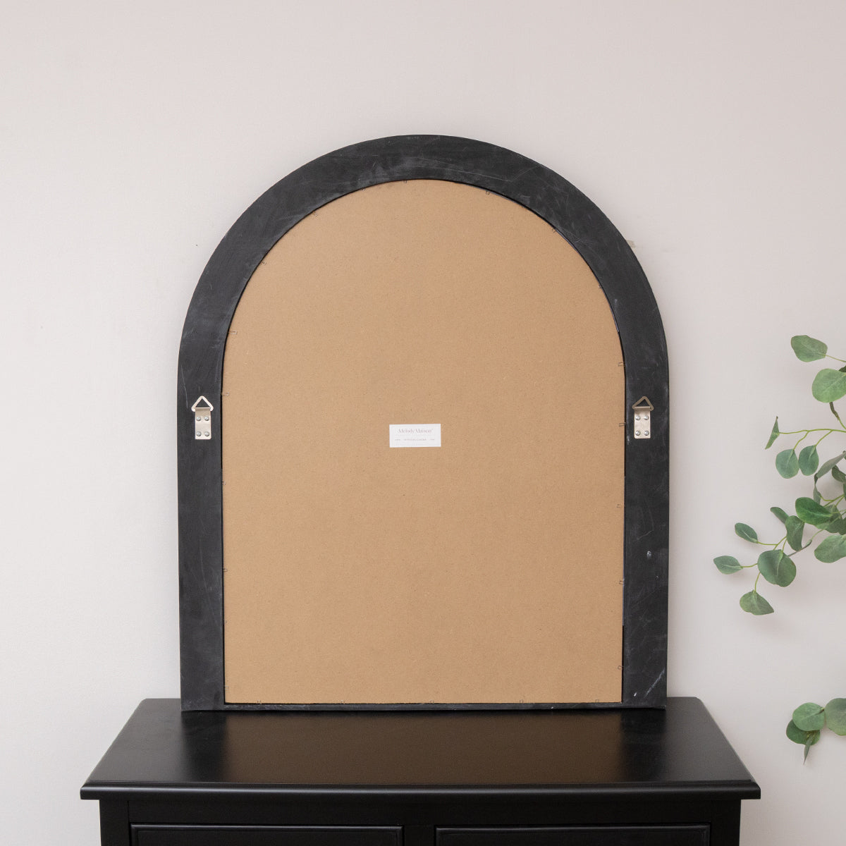 Large Black Arched Wall Mirror - 90cm x 77cm