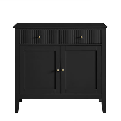 Black Two Door Two Drawer Sideboard - Hales Black Range