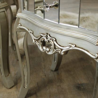 Pair of Mirrored 2 Drawer Bedside Tables - Tiffany Range