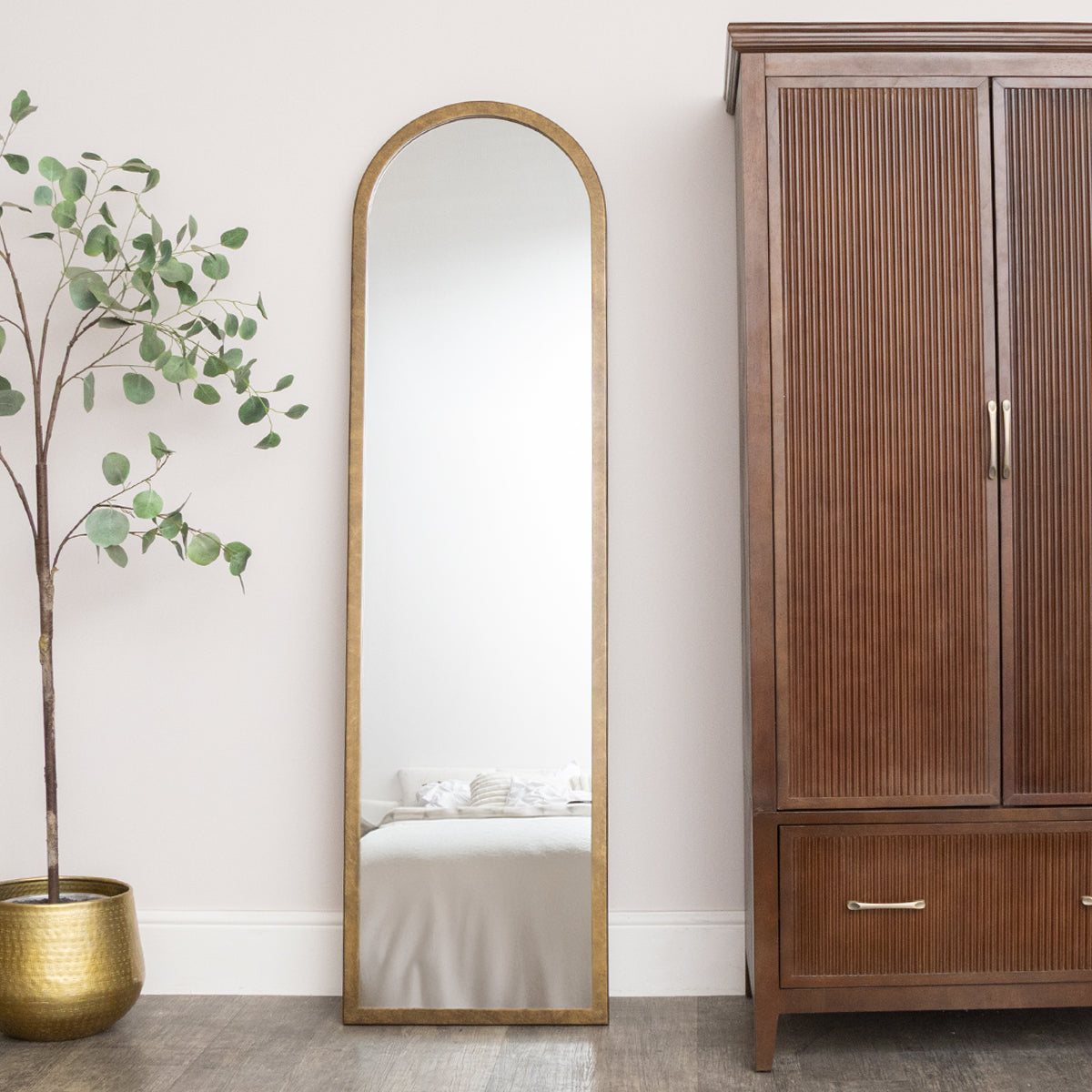 Large Bronze Framed Arched Wall & Leaner Mirror - 50cm x 180cm