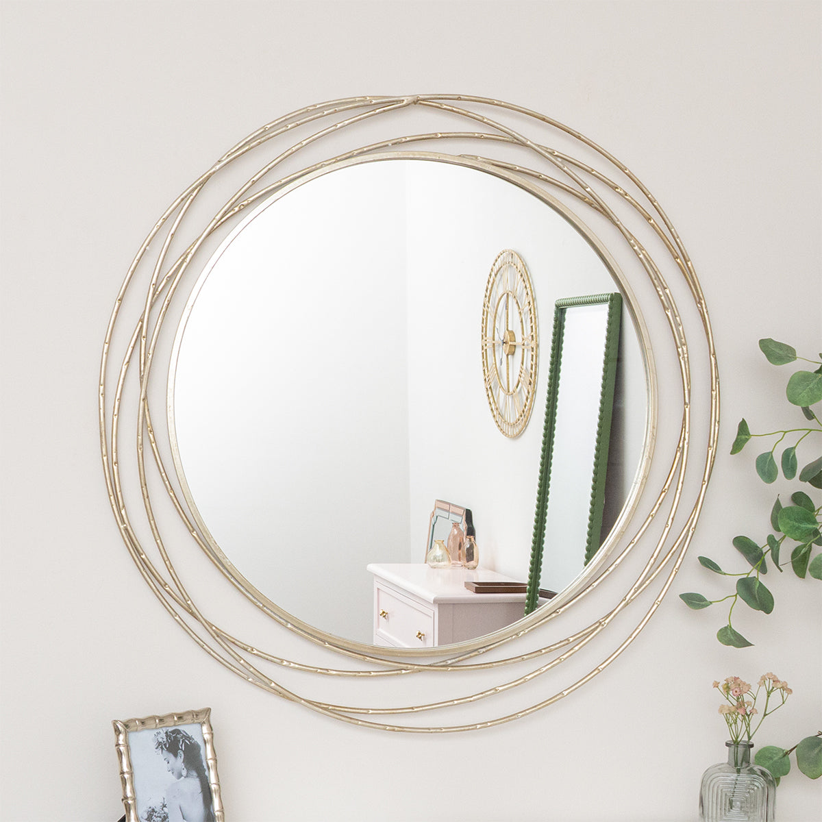 Large Round Champagne Swirl Mirror 92cm x 92cm