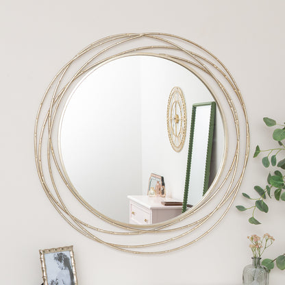 Large Round Champagne Swirl Mirror 92cm x 92cm