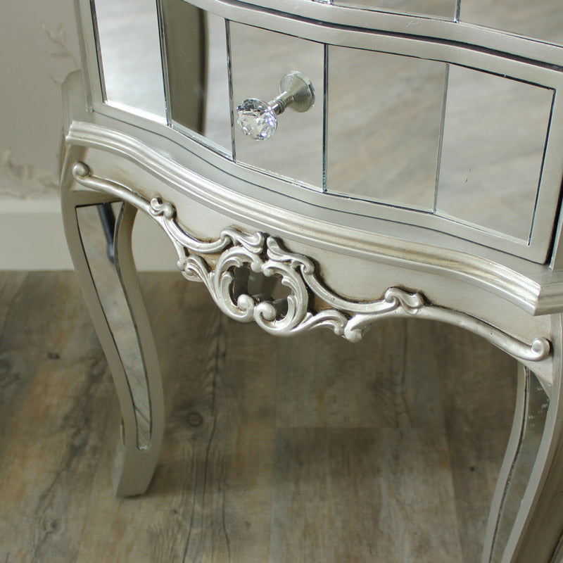Mirrored 2 Drawer Bedside Lamp Table - Tiffany Range
