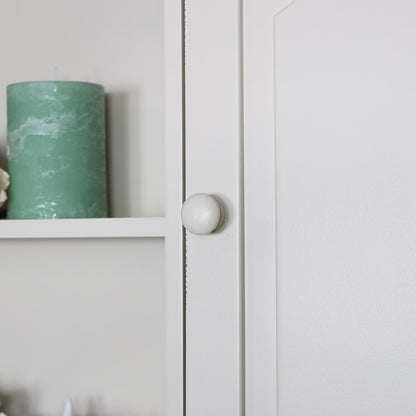 Cream Wall Mounted Cupboard with hooks - Lyon Range