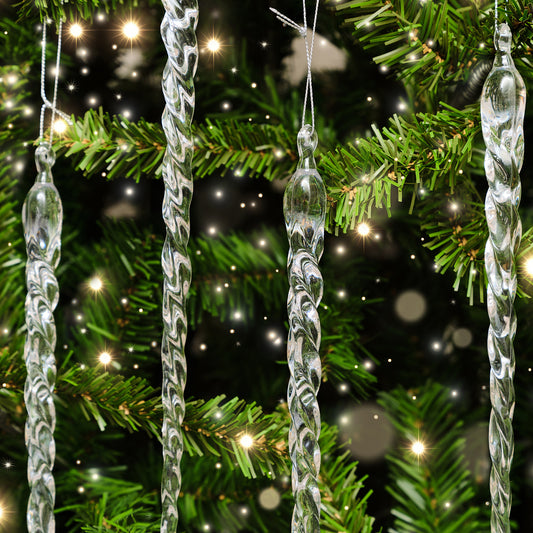  Set Of 4 Large Clear Acrylic Icicles - 29cm 