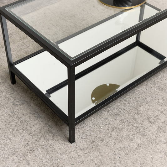  Black Glass & Mirrored Coffee Table 