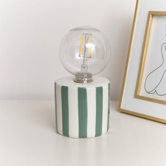  Green Cabana Stripe LED Desk Lamp - 18cm 