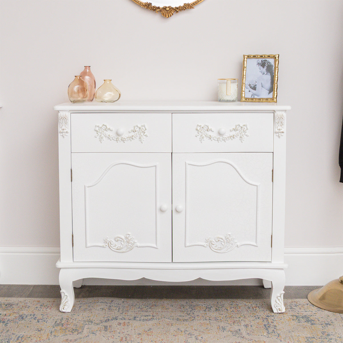 Large White Sideboard Cupboard - Pays Blanc Range