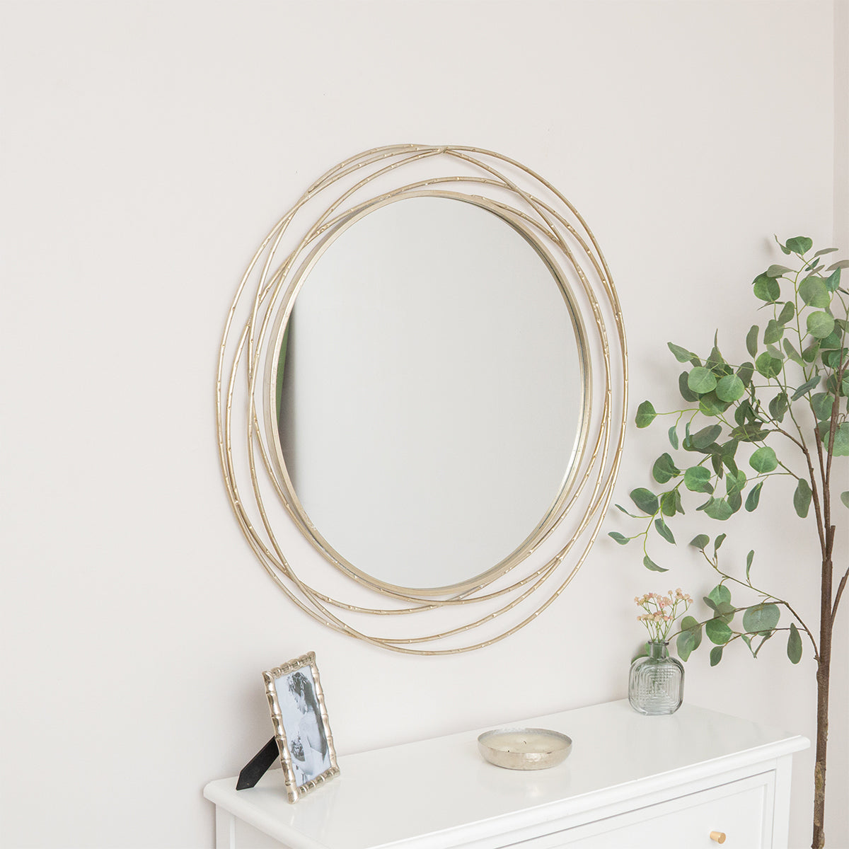 Large Round Champagne Swirl Mirror 92cm x 92cm