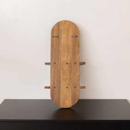 Dark Wood 2 Tier Arched Fluted Wall Shelf - 30cm x 60cm