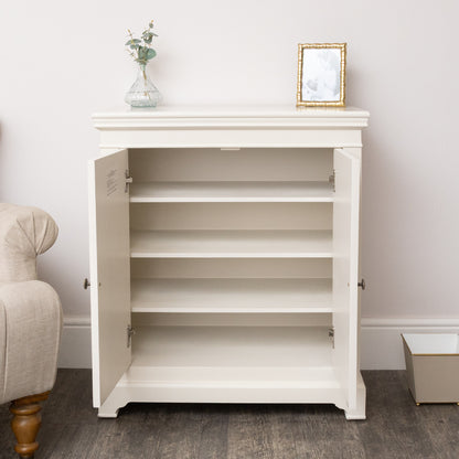 Slimline Two Door Shoe Cabinet With 3 Shelves - Daventry Ivory Range