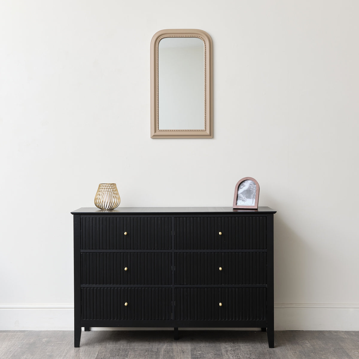 Taupe Grey Arch Wall Mirror 70cm x 40cm