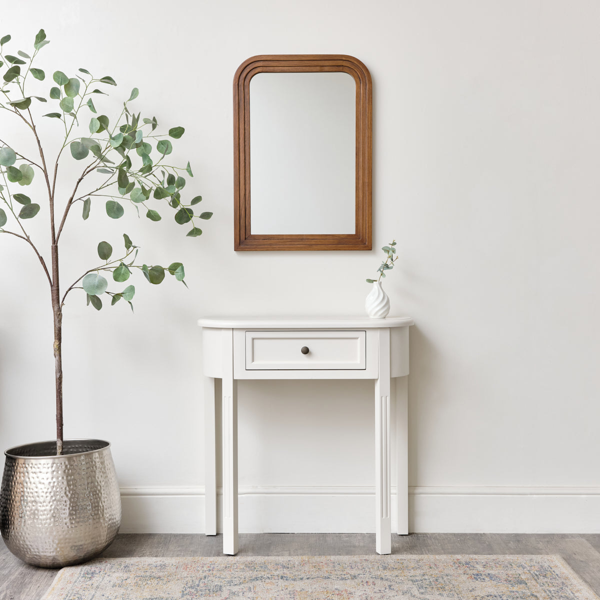 Dark Wood Arched Frame Wall Mirror 50cm x 70cm